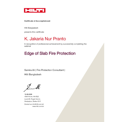 Edge of Slab Fire protection Certificate